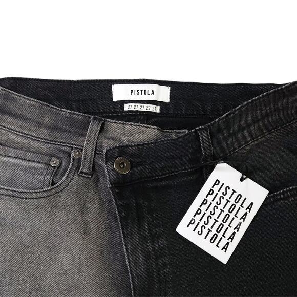 NWT Pistola Lennon Crossover High Rise Crop Boot Jeans Sz. 27x27 Black Gray - Picture 6 of 13